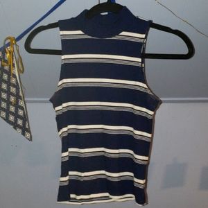 Striped mock neck